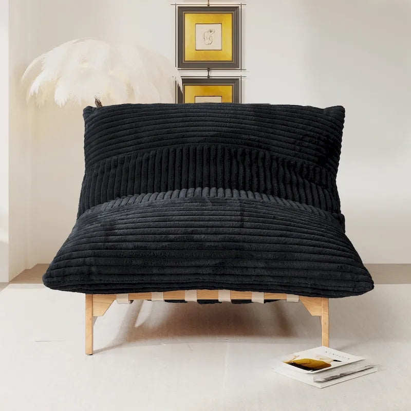 Fauteuil poire en velours côtelé capitonné marron / noir / beige pour 1 personne