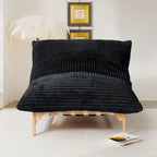 Fauteuil poire en velours côtelé capitonné marron / noir / beige pour 1 personne