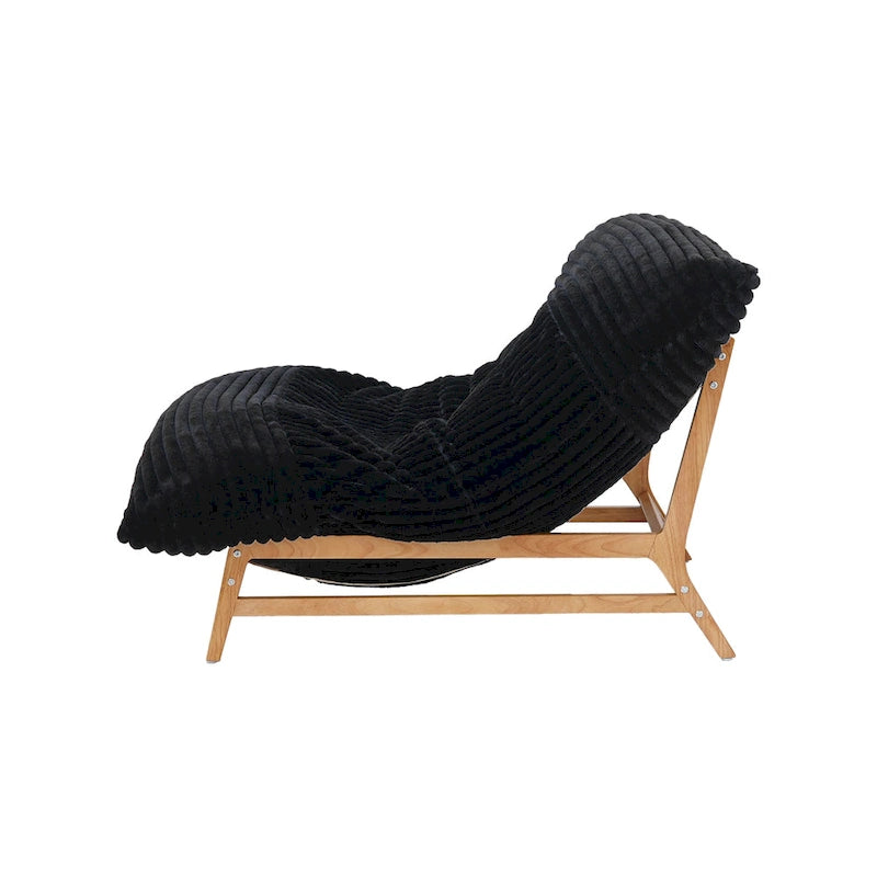 Fauteuil poire en velours côtelé capitonné marron / noir / beige pour 1 personne