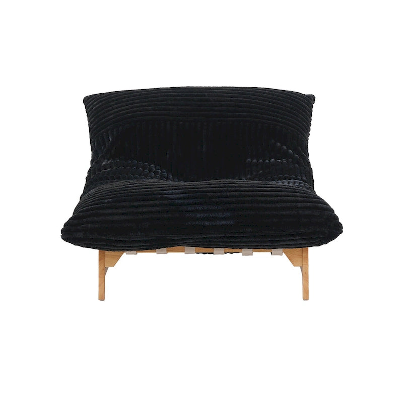 Fauteuil poire en velours côtelé capitonné marron / noir / beige pour 1 personne