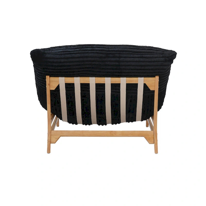 Fauteuil poire en velours côtelé capitonné marron / noir / beige pour 1 personne
