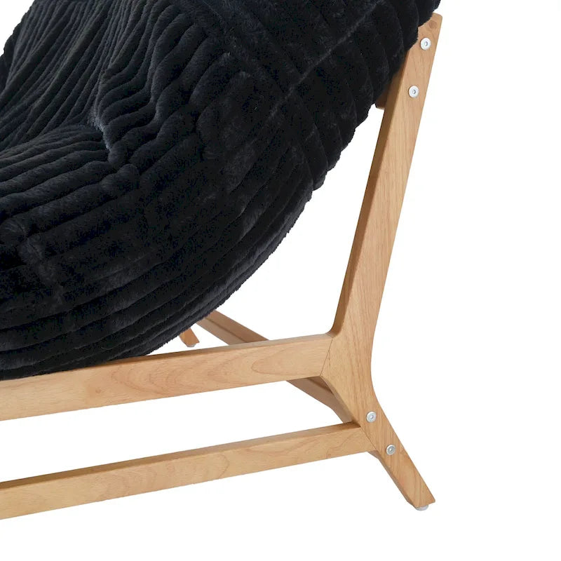 Fauteuil poire en velours côtelé capitonné marron / noir / beige pour 1 personne