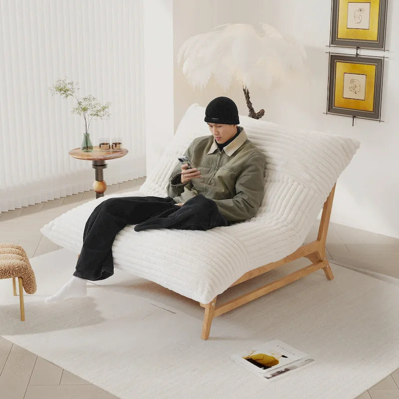 Fauteuil poire en velours côtelé capitonné marron / noir / beige pour 1 personne
