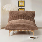 Fauteuil poire en velours côtelé capitonné marron / noir / beige pour 1 personne