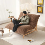 Fauteuil poire en velours côtelé capitonné marron / noir / beige pour 1 personne