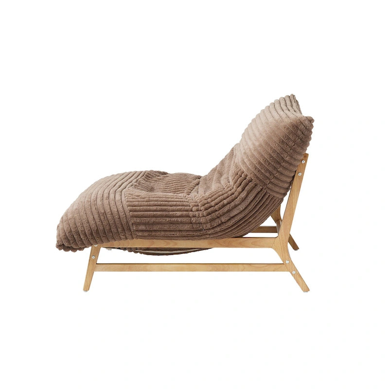 Fauteuil poire en velours côtelé capitonné marron / noir / beige pour 1 personne