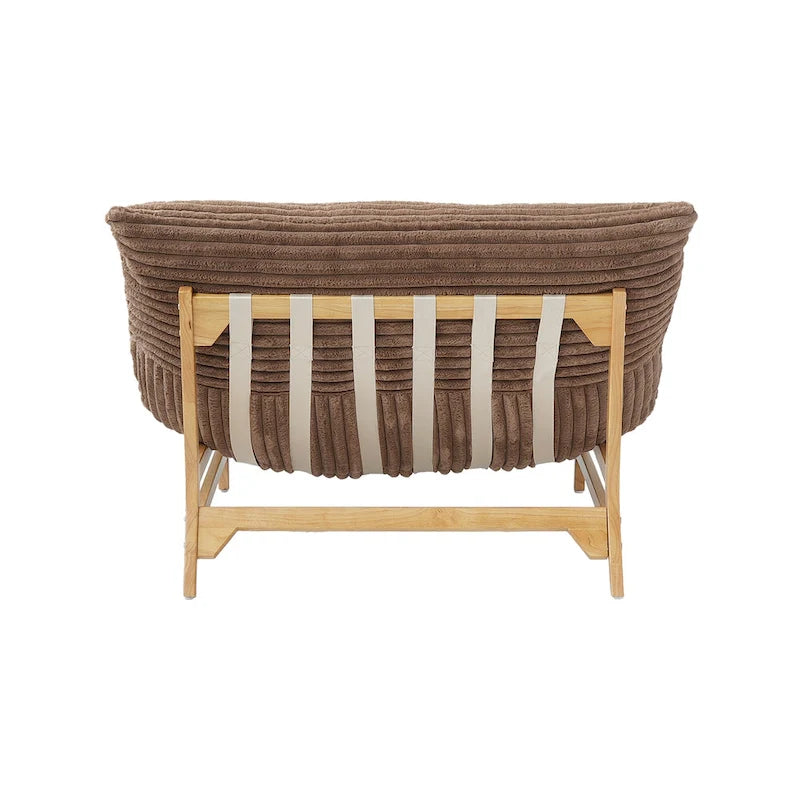 Fauteuil poire en velours côtelé capitonné marron / noir / beige pour 1 personne