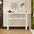 Console avec étagère – Expresso / Bleu / Gris lavé / Noir / Blanc, MDF minimaliste moderne et placage en caoutchouc, un utilisateur