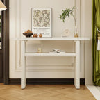 Console avec étagère – Expresso / Bleu / Gris lavé / Noir / Blanc, MDF minimaliste moderne et placage en caoutchouc, un utilisateur