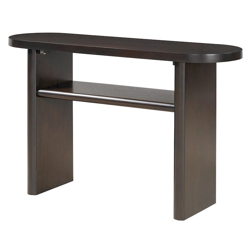 Console avec étagère – Expresso / Bleu / Gris lavé / Noir / Blanc, MDF minimaliste moderne et placage en caoutchouc, un utilisateur