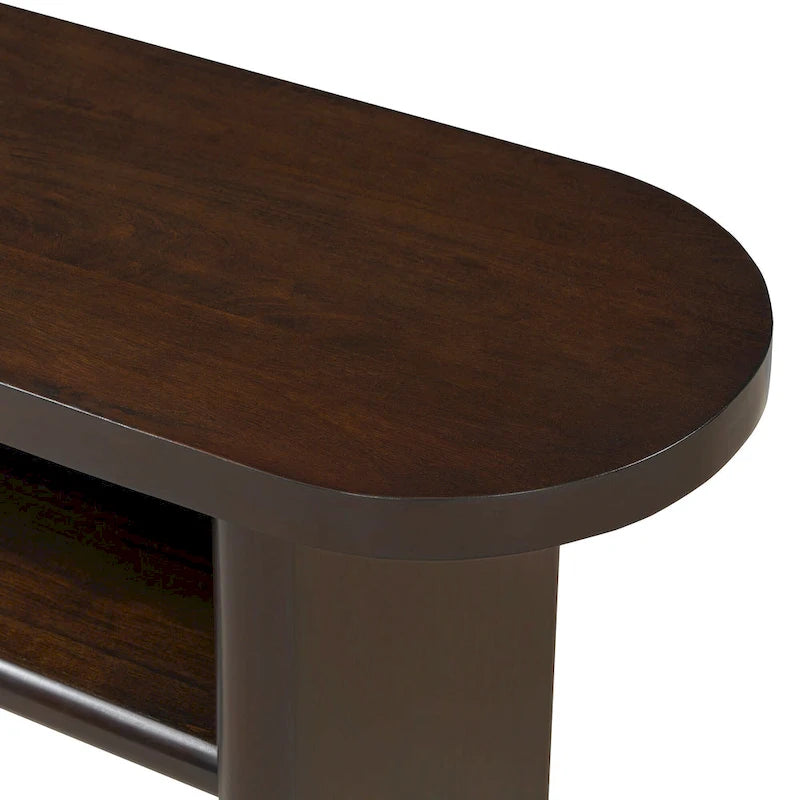 Console avec étagère – Expresso / Bleu / Gris lavé / Noir / Blanc, MDF minimaliste moderne et placage en caoutchouc, un utilisateur