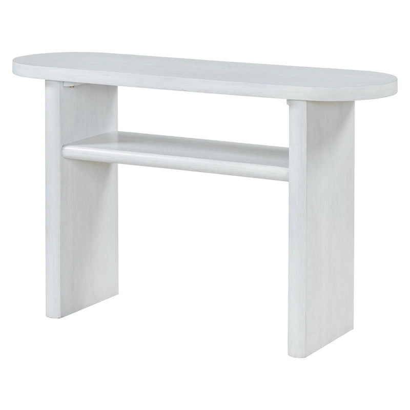 Console avec étagère – Expresso / Bleu / Gris lavé / Noir / Blanc, MDF minimaliste moderne et placage en caoutchouc, un utilisateur