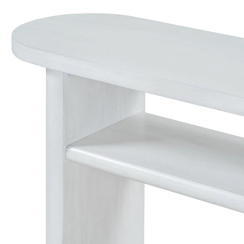 Console avec étagère – Expresso / Bleu / Gris lavé / Noir / Blanc, MDF minimaliste moderne et placage en caoutchouc, un utilisateur