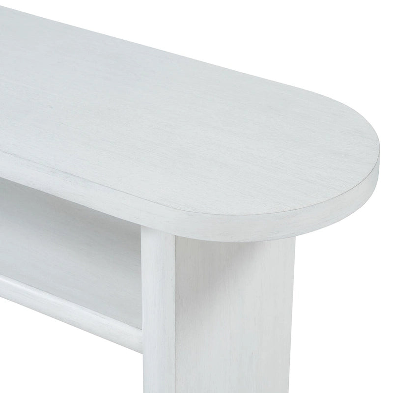 Console avec étagère – Expresso / Bleu / Gris lavé / Noir / Blanc, MDF minimaliste moderne et placage en caoutchouc, un utilisateur