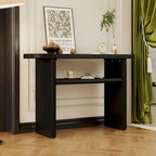 Console avec étagère – Expresso / Bleu / Gris lavé / Noir / Blanc, MDF minimaliste moderne et placage en caoutchouc, un utilisateur