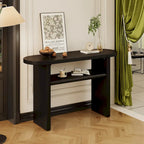 Console avec étagère – Expresso / Bleu / Gris lavé / Noir / Blanc, MDF minimaliste moderne et placage en caoutchouc, un utilisateur