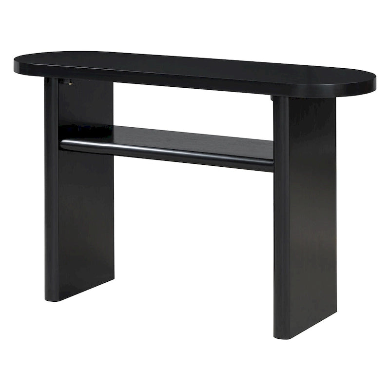 Console avec étagère – Expresso / Bleu / Gris lavé / Noir / Blanc, MDF minimaliste moderne et placage en caoutchouc, un utilisateur