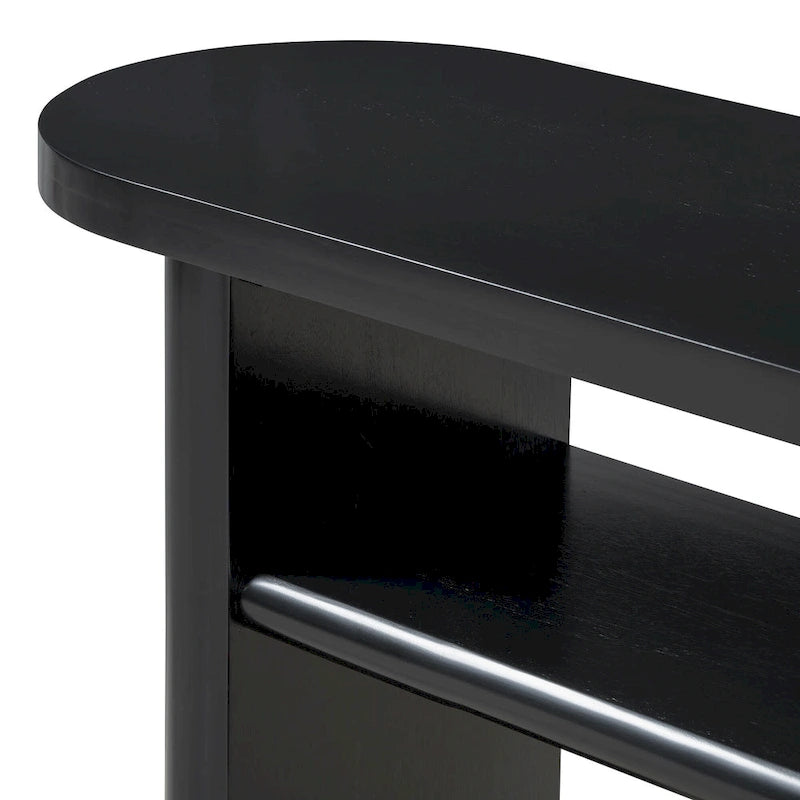 Console avec étagère – Expresso / Bleu / Gris lavé / Noir / Blanc, MDF minimaliste moderne et placage en caoutchouc, un utilisateur