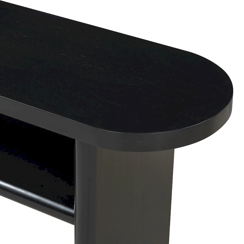 Console avec étagère – Expresso / Bleu / Gris lavé / Noir / Blanc, MDF minimaliste moderne et placage en caoutchouc, un utilisateur