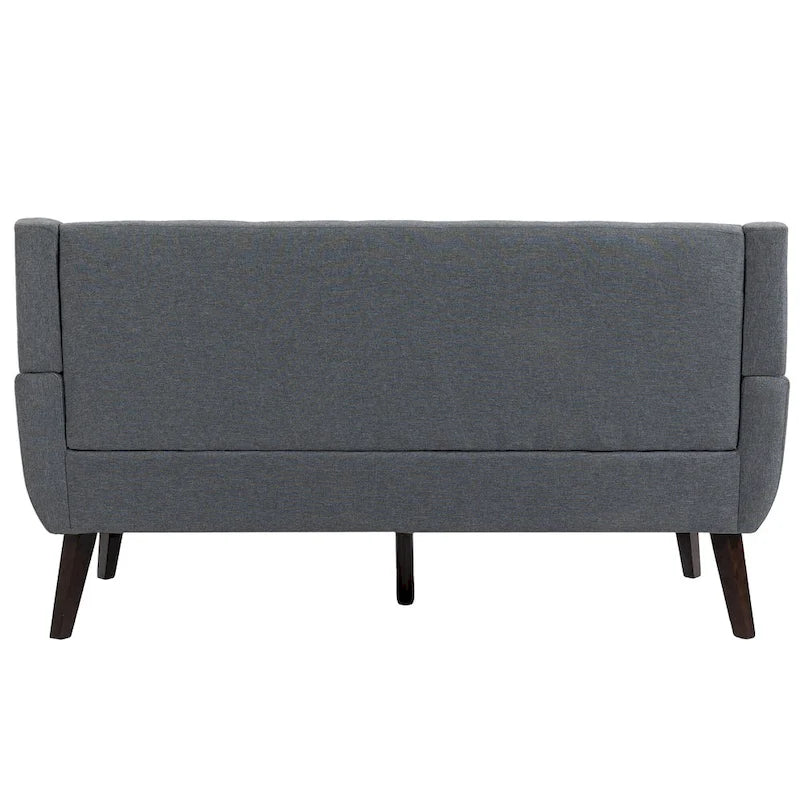 Causeuse mi-siècle en lin et coton touffeté, blanche / bleue / jaune / grise / beige, avec 2 oreillers, pour 2 personnes