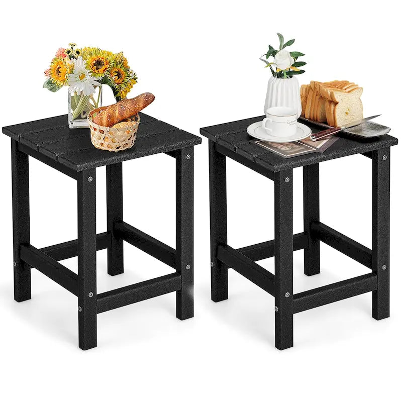 Gymax 2 PCS Table d'appoint de Patio Adirondack 14" Carrée en PEHD Résistante aux Intempéries