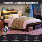 Plattformbett in Queensize mit geneigtem Kopfteil und LED-Beleuchtung