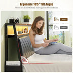 Plattformbett in Queensize mit geneigtem Kopfteil und LED-Beleuchtung