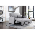 Causeuse-Lit Double Convertible en Lin Gris Clair avec Rangement pour 2