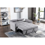 Causeuse-Lit Double Convertible en Lin Gris Clair avec Rangement pour 2