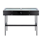 Console avec plateau en verre et 2 tiroirs – Blanc / Noir, structure métallique contemporaine, utilisateur unique