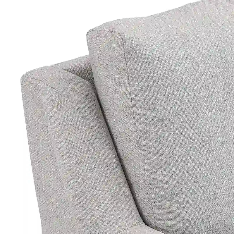 Canapé 3 places avec accoudoirs roulés et pieds en métal doré – Gris, Tissu et contreplaqué modernes du milieu du siècle, 3 utilisateurs