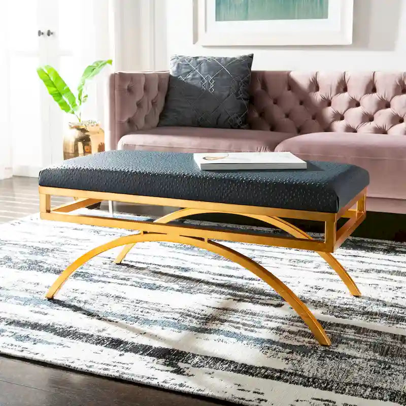 Banc Arc Moderne Glamour Bleu Marine / Beige / Crème pour 1 personne
