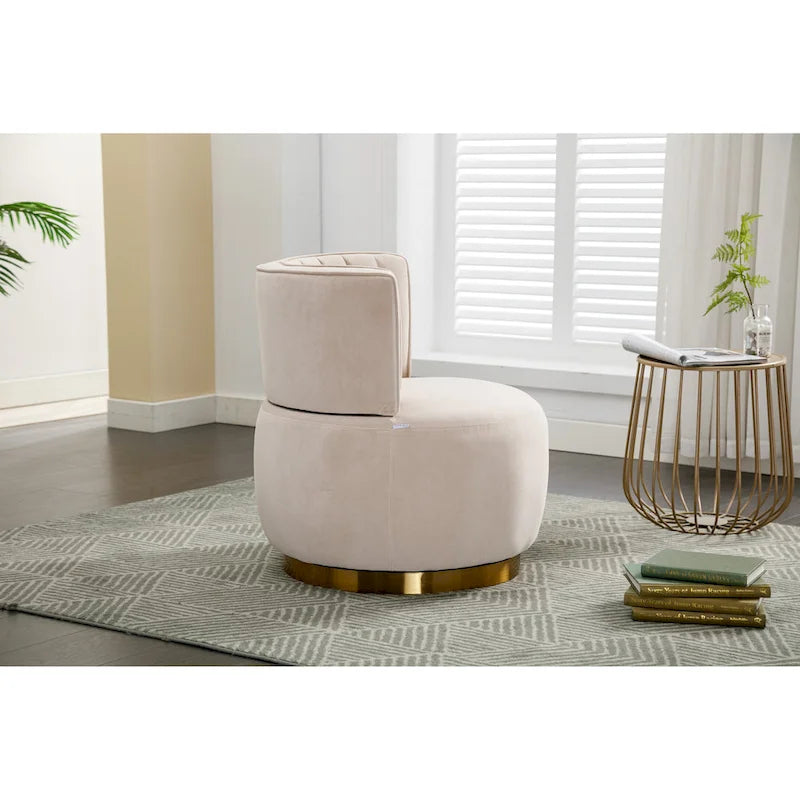 Fauteuil pivotant à 360° en velours gris/orange/beige/olive pour 1 personne