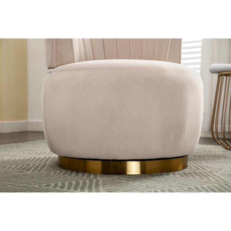 Fauteuil pivotant à 360° en velours gris/orange/beige/olive pour 1 personne