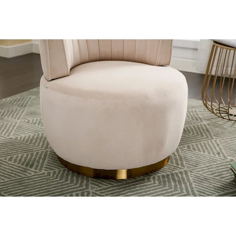Fauteuil pivotant à 360° en velours gris/orange/beige/olive pour 1 personne