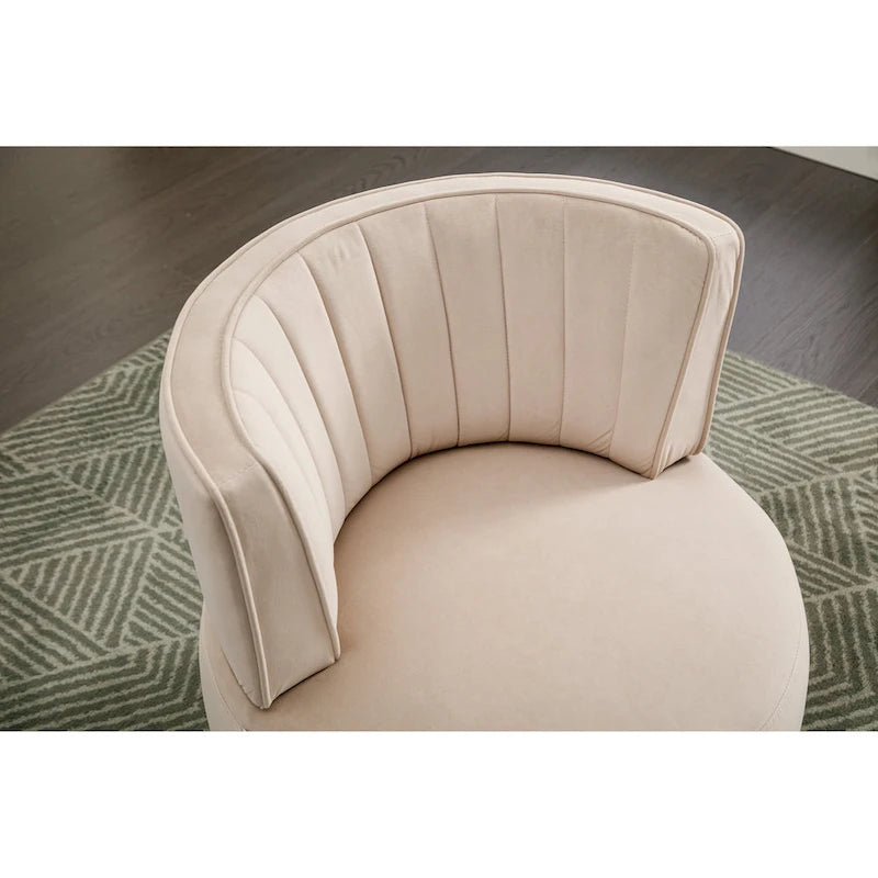 Fauteuil pivotant à 360° en velours gris/orange/beige/olive pour 1 personne