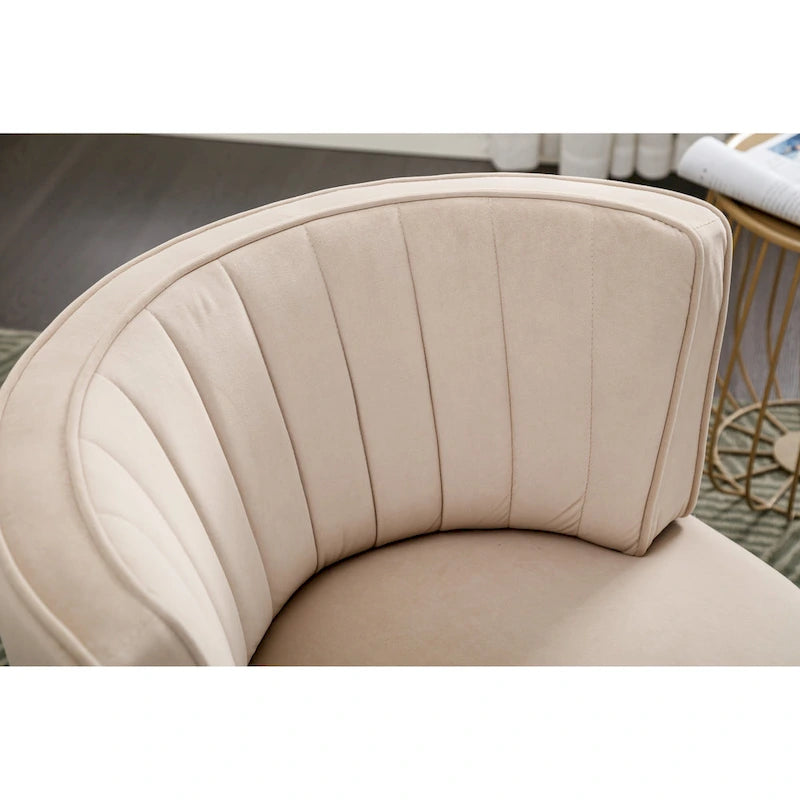 Fauteuil pivotant à 360° en velours gris/orange/beige/olive pour 1 personne
