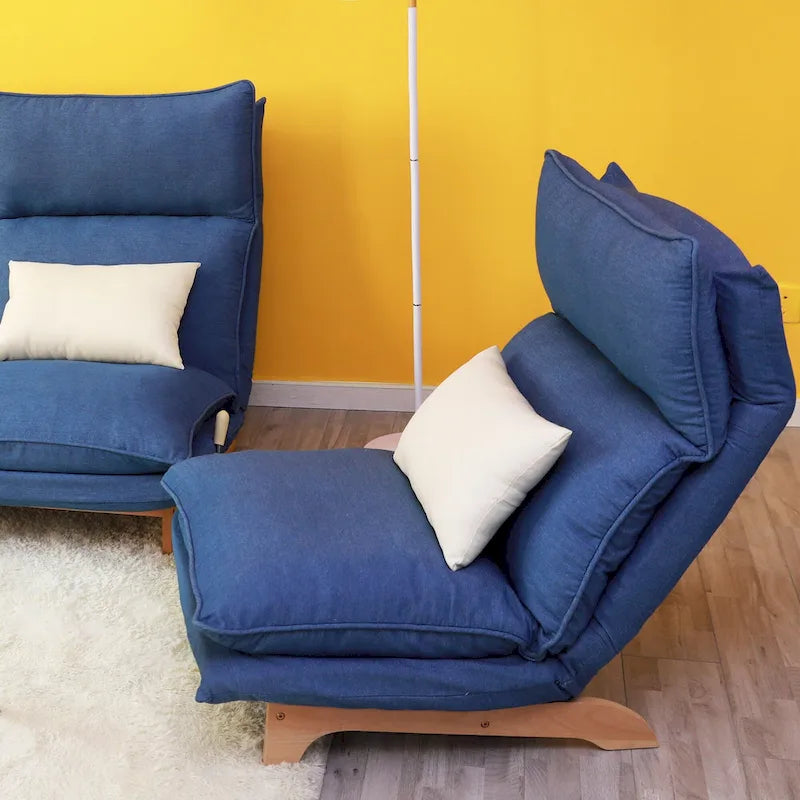 Chaise longue de loisirs pliante inclinable en tissu bleu – 48,00 x 27,56 x 37,01