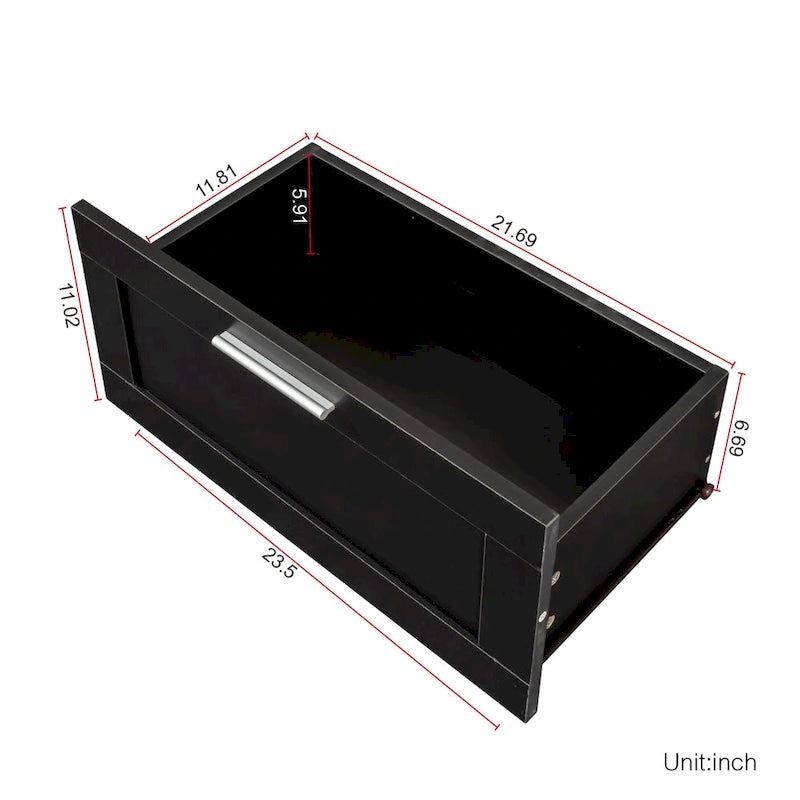 Zwarte moderne minimalistische tv-kast met 3 laden voor 80 inch - 16.14 x 70.87 x 20.87