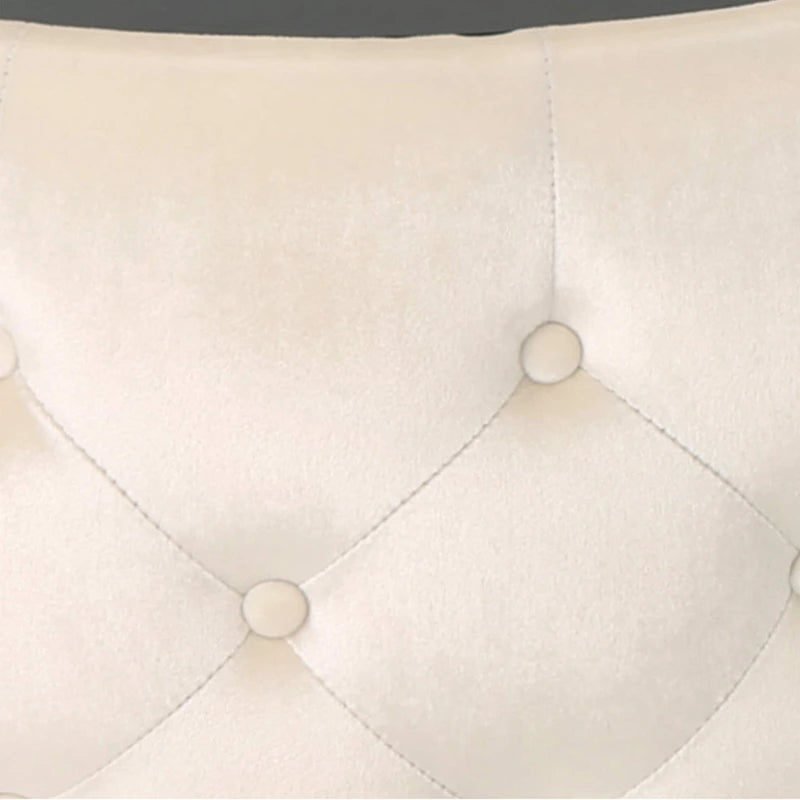 Pouf capitonné en velours fumée / cobalt / beige / rose avec plateau en verre trempé pour 1 personne