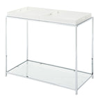 Console avec étagère et plateaux amovibles – Noir / Blanc / Bambou, Chrome et verre modernes, Utilisateur unique