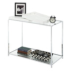 Console avec étagère et plateaux amovibles – Noir / Blanc / Bambou, Chrome et verre modernes, Utilisateur unique