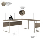 Bureau en L gris platine / blanc / gris orage / noyer moderne / noyer noir avec classeur mobile à 3 tiroirs pour 1 personne