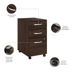 Bureau en L gris platine / blanc / gris orage / noyer moderne / noyer noir avec classeur mobile à 3 tiroirs pour 1 personne