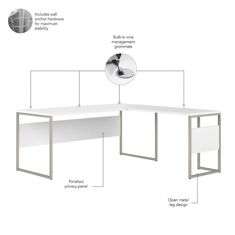 Bureau en L gris platine / blanc / gris orage / noyer moderne / noyer noir avec classeur mobile à 3 tiroirs pour 1 personne