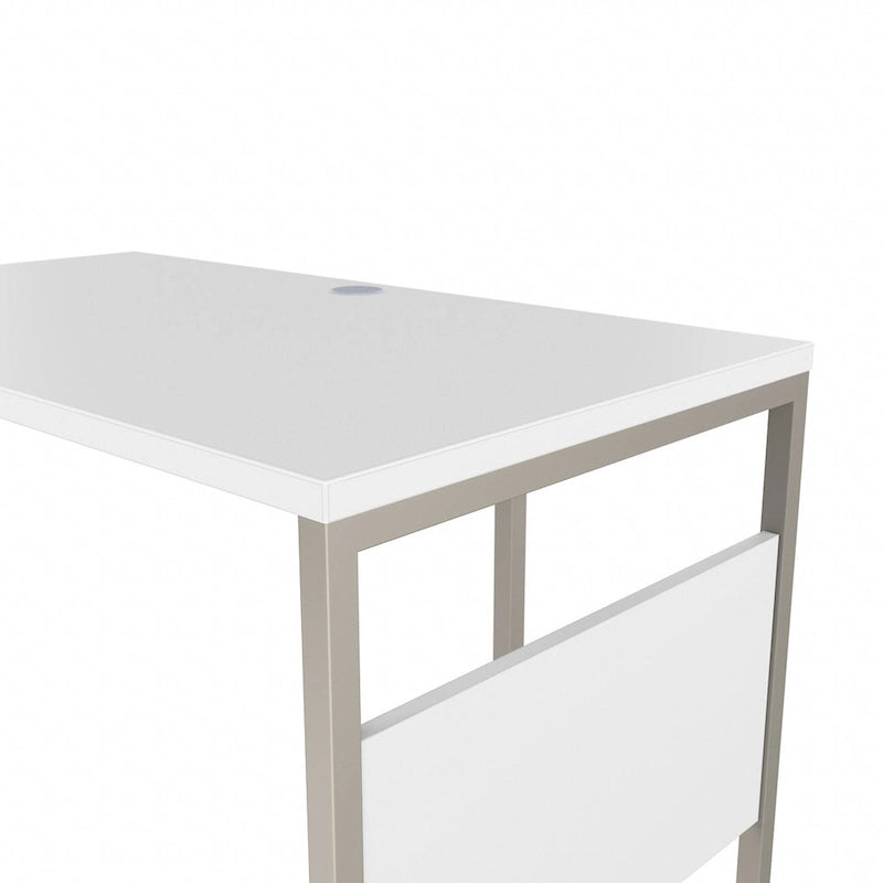 Bureau en L gris platine / blanc / gris orage / noyer moderne / noyer noir avec classeur mobile à 3 tiroirs pour 1 personne