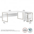 Bureau en L gris platine / blanc / gris orage / noyer moderne / noyer noir avec classeur mobile à 3 tiroirs pour 1 personne