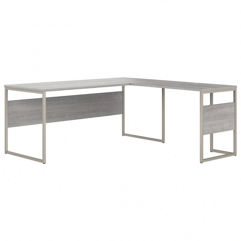 Bureau en L gris platine / blanc / gris orage / noyer moderne / noyer noir avec classeur mobile à 3 tiroirs pour 1 personne