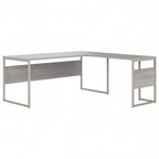 Bureau en L gris platine / blanc / gris orage / noyer moderne / noyer noir avec classeur mobile à 3 tiroirs pour 1 personne
