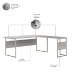 Bureau en L gris platine / blanc / gris orage / noyer moderne / noyer noir avec classeur mobile à 3 tiroirs pour 1 personne